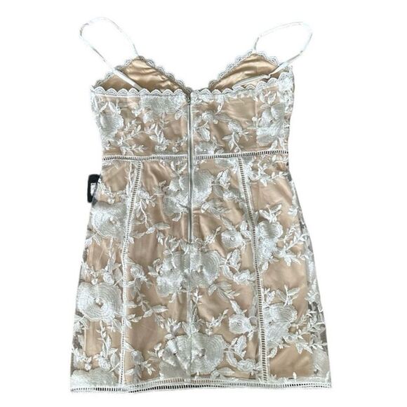 Lulus Beige and White Floral Mini Spaghetti Strap Dress - Picture 2 of 4